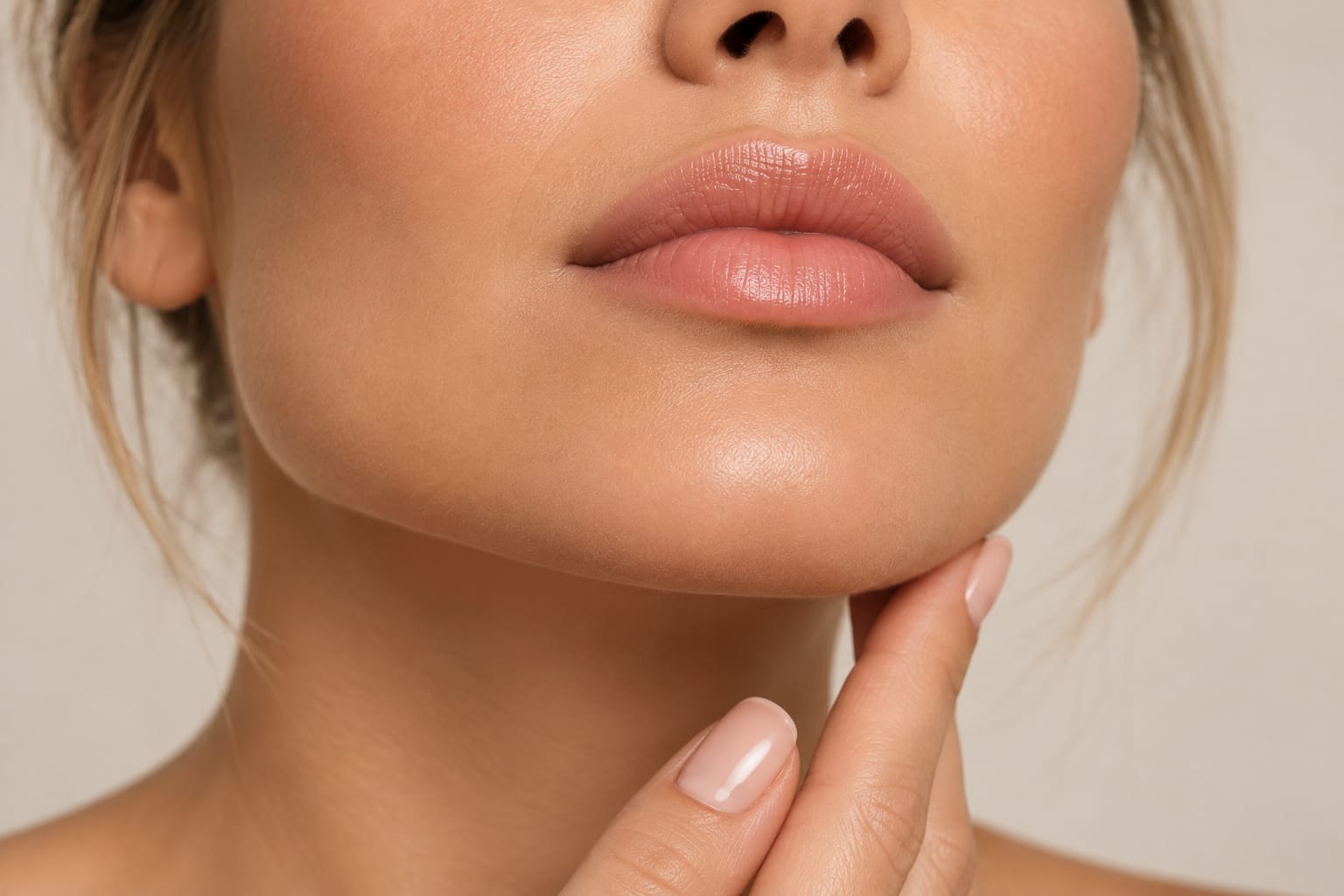 Close-up of lips and chin